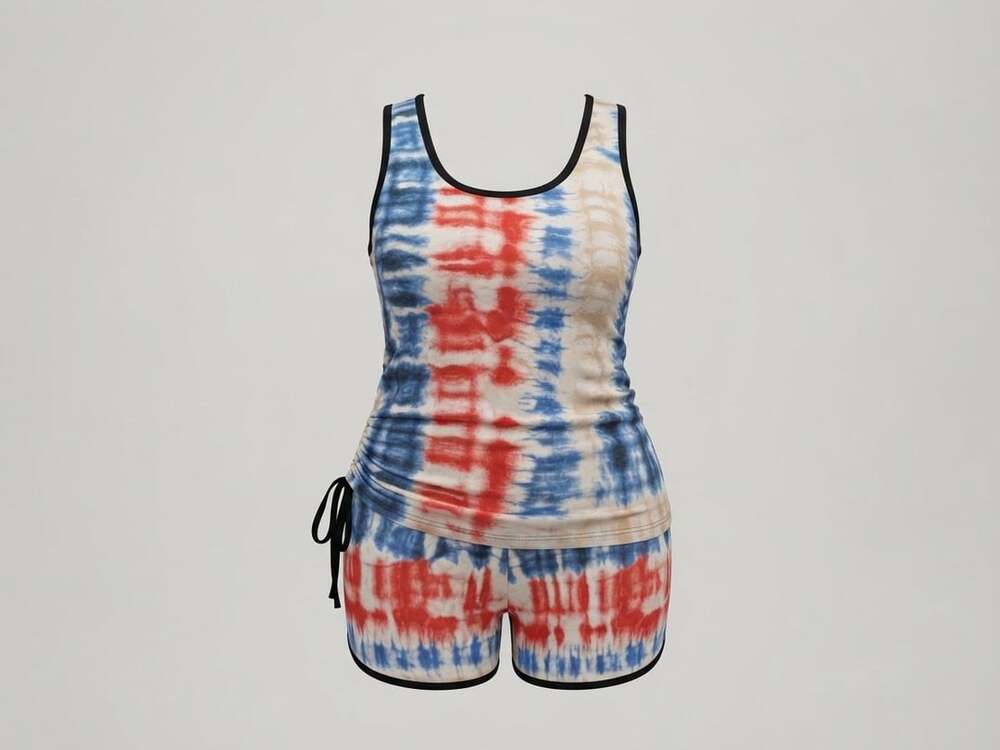 Albion Fit Jetsetters Tankini Swimsuit XL Tie Dye